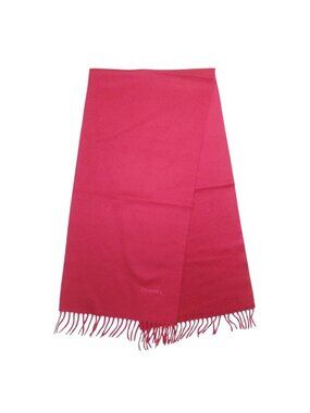 Chanel Cashmere Scarf Oval Shawl Logo Embroidery Bordeaux